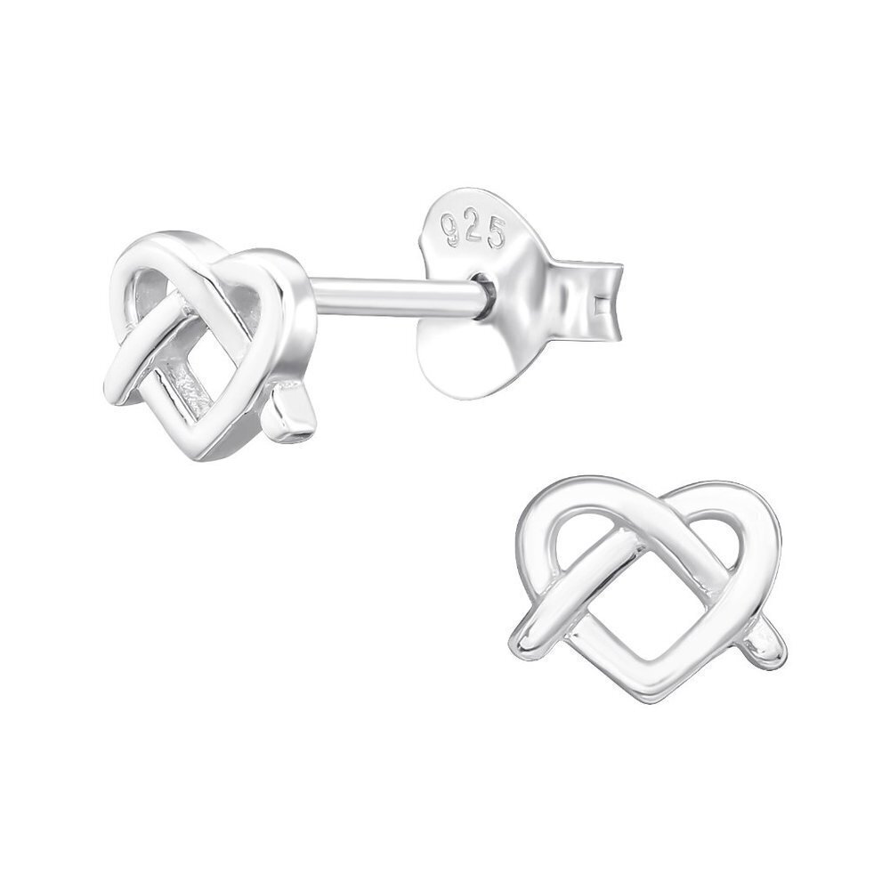Sterling Silver Pretzel Heart Stud Earrings